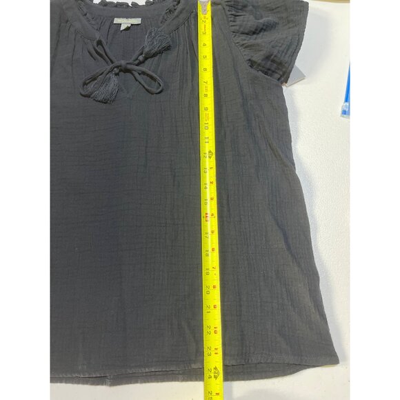 Style & Co Womens Medium Black Gauze Top - Picture 5 of 9